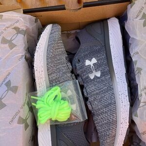 Under Armour Gray and White Sneakers with Knit Upper